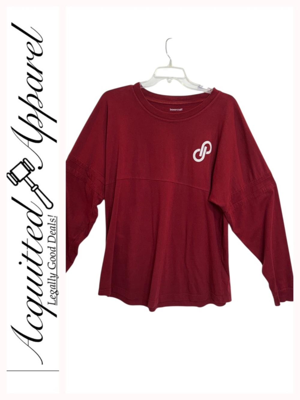 POSHMARK Est. 2011 Burgundy Long Sleeve Pullover Sweatshirt White Logo